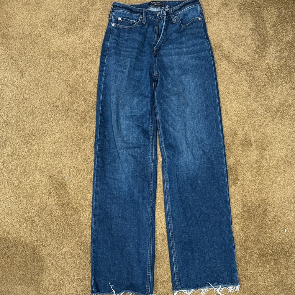 Ultra High Rise Straight Leg Dark Blue Women's Jeans - banana republic